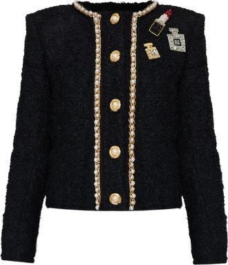 Balmain Giacca in tweed con applicazione - Nero