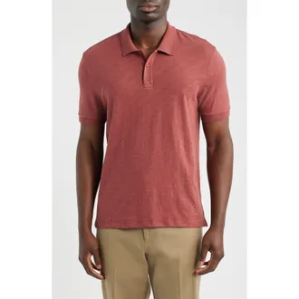 Vince Cotton Slub Jersey Polo in Red Rock at Nordstrom, Size Xx-Large