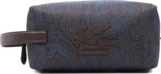 Etro Toilettas met paisley-patroon en leren handvat - Blauw
