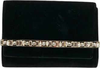 Jimmy Choo London Pre-owned Clutches, female, Black, Size: ONE SIZE Pre-owned Velvet Clutch