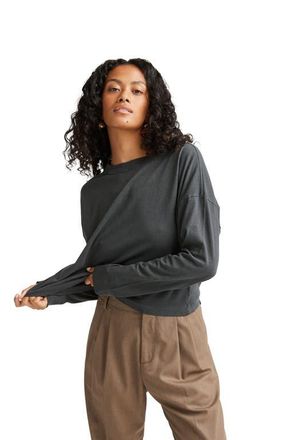 Richer Poorer Inc. The Relaxed Crop Long Sleeve Tee in Stretch Limo at Nordstrom, Size X-Large
