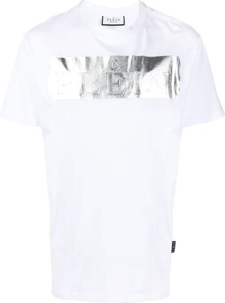 Philipp Plein metallic-detail logo T-shirt - men - Cotton - L - White