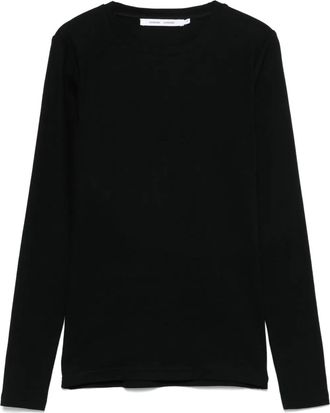 Sams&oslash;e & Sams&oslash;e fine ribbed T-shirt - women - Elastane/Organic Cotton - M - Black