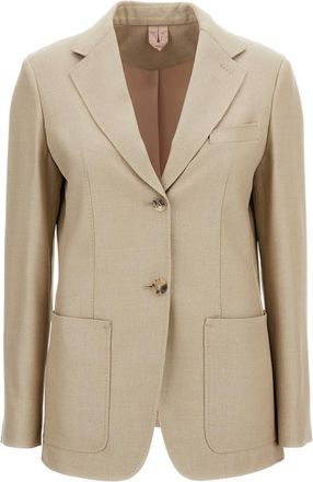 Max Mara Beige Notched Lapel Blazer