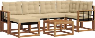 vidaXL Conjunto De Sof&aacute;s De Exterior 7 Uds. Natural Y Beige Vidaxl