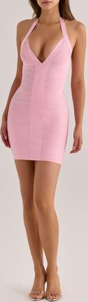 House of CB The Contour Halter Neck Bandage Minidress in Pink at Nordstrom, Size X-Small