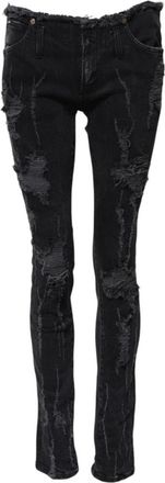 Dolce & Gabbana Zwarte Tattered Skinny Denim Jeans - Dames - Skinny Jeans - Zwart - S - Denim - Jeans
