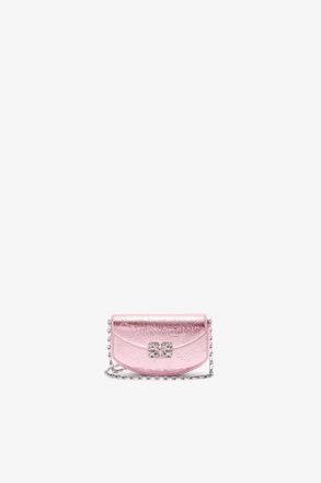 Ganni Pink Lulu Wallet On Chain in Metallic