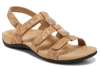 Vionic Womens Amber Backstrap Sandal In Gold Cork