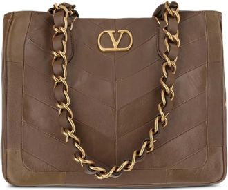 Valentino Garavani Borsa tote con design patchwork - Marrone