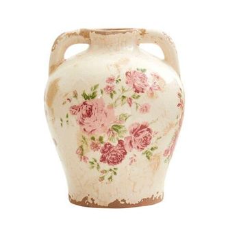 Nearly Natural 8-in Tuscan Ceramic Floral Print Vase in Pink at Nordstrom