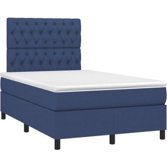 vidaXL Cama Box Spring Con Colch&oacute;n Tela Azul 120x190 Cm Vidaxl