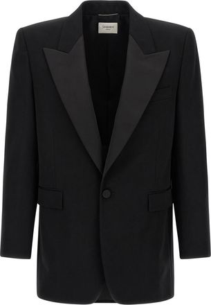 Saint Laurent Black Peaked Lapel Blazer