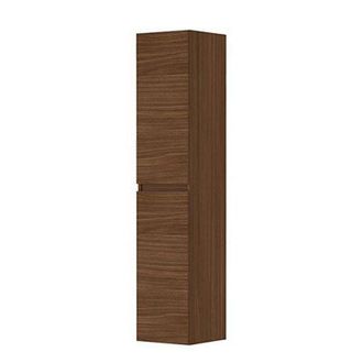Bernacchini Badkamerkast - 35x37x169cm - 2 deuren - greeploos - houten keerlijst - 4 glazen planchettes - warm walnoot