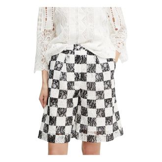Pinko Pinko, Korte Broeken, Dames, Zwart, XS, Katoen, Shorts met ruitjeskant