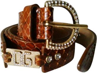 Dolce & Gabbana Brown Python Embellished Belt - Size 80