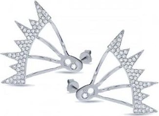 Allurez 0.38ct 14k White Gold Diamond Pave Ear Jacket Earrings With Studs