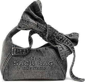 Marc Jacobs The Bow Denim Mini Sack Bag Satchel Womens Handbags Black Wash, Cotton/Denim