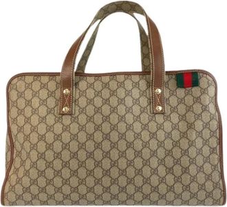 Gucci Pre-owned Handbags, female, Beige, Size: ONE SIZE Pre-owned Canvas Handbag