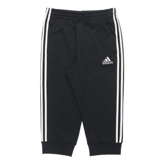 adidas M 3s Ft Tc 34pt Logo Embroidered Stripe Knit Bundle Feet Cropped Pants Black GK8987
