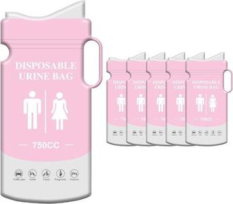 OEM Paquete De 6 Bolsas Desechables Para Orina Con Ventosa, Orinal Port&aacute;til Para Viajes Con Asa, Camping, Atascos Y Actividades Al Aire Libre