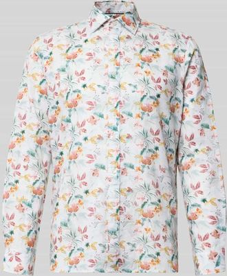 Jake*s Slim Fit Business-Hemd aus Leinen-Mix mit Kentkragen in Weiss, Gr&ouml;&szlig;e XXL