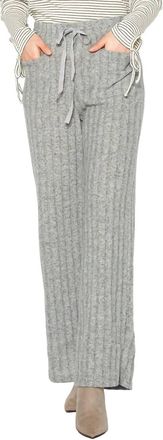 Pleione Womens High Waist Ribbed Knit Straight Pants In Grey/heather