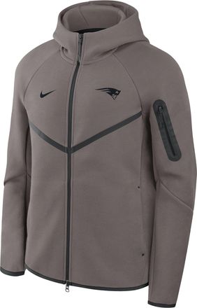 Nike New England Patriots Top Billing Tech Fleece Windrunner Nike Mens NFL Full-Zip Hooded Jacket in Grey | 05L40LYK8K-R3D