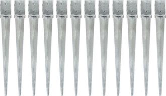 vidaXL Picas De Tierra 12 Uds Acero Galvanizado Plateado 10x10x91 Cm Vidaxl