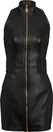 Balmain zip-up leather mini dress - women - Lambskin - 34 - Black