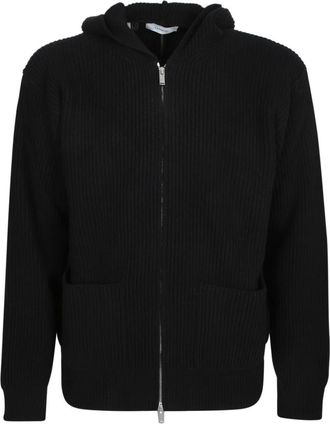 Lardini Hoodies & sweatvesten, Heren, Zwart, XL, Wol, Zip-up Vest