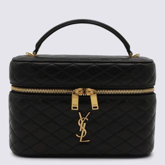 Saint Laurent Black Leather Ysl Gaby Vanity L Top Handle Bag