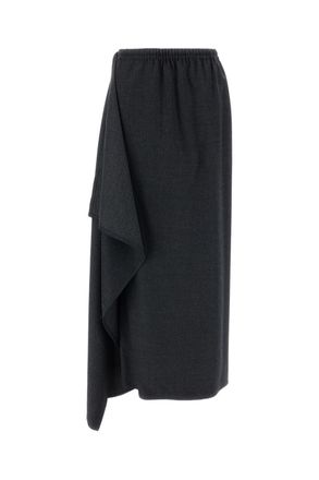 Dusan Grey Wool Twill Wrapped Sarong Maxi Skirt