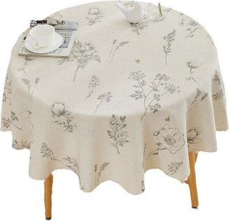 No Brand Mantel Redondo De Algod&oacute;n Y Lino De 150 Cm De Di&aacute;metro, Ideal Para Cenas, Picnics, Meriendas, Etc., Decorado Con Motivos De Abejas Y Flores