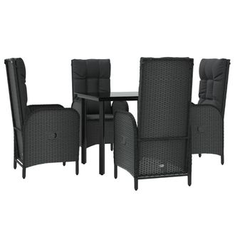 vidaXL Set De Muebles Jard&iacute;n 5 Pzas Con Cojines Rat&aacute;n Sint&eacute;tico Negro Vidaxl
