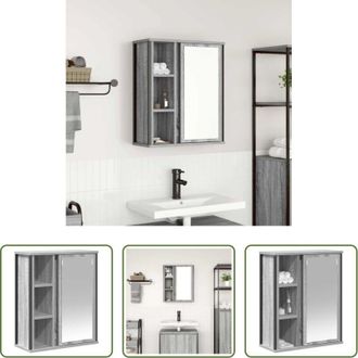 vidaXL Specchio da bagno - Pensile da Bagno con Specchio Grigio Sonoma 50x21x60 cm