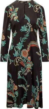 Etro Multicolor Floral Round Neck Midi Dress