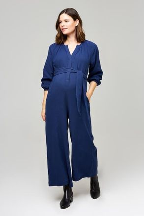 Nom Maternity Alma Nursing Jumpsuit in Navy Blue at Nordstrom, Size Large