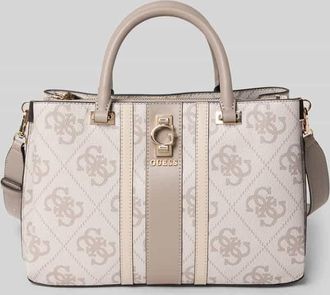 Guess Satchel Bag mit Label-Detail Modell ERENIA in Stein, Größe 1