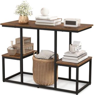 Costway Costway - Rustic tv Console Table for 50 Inches TVs Industrial Sofa Table Rack