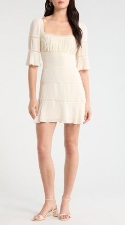 Reformation Claribel Lace Inset Bell Sleeve Minidress in Cream at Nordstrom, Size 10