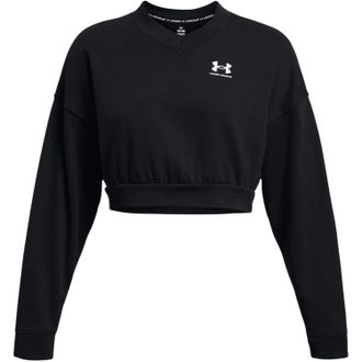 Under Armour Dames Rival cropped sweatshirt met ronde hals van badstof (Zwart)