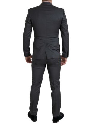 Dolce & Gabbana Mens Gray 2 Piece Double Breasted Sicilia Suit Virgin Wool