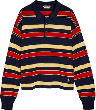 J.W.Anderson Striped Knit Polo Shirt - Navy - XL