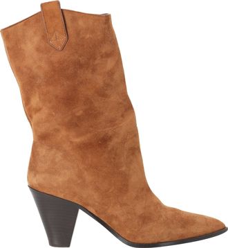 Aquazzura Boogie Cowboy Ankle Boots in Brown Suede