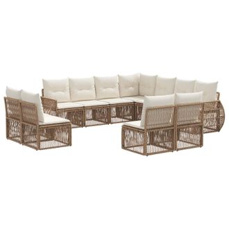 vidaXL Conjunto De Sof&aacute;s De Jard&iacute;n 11 Pcs Beige Y Blanco Crema Vidaxl