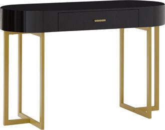 Pascal Morabito Escritorio consola con 1 caj&oacute;n - MDF lacado y metal - Negro y dorado - TORELI de Pascal Morabito