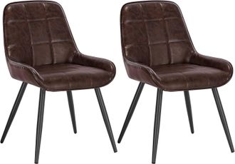Woltu 2x Sillas De Comedor Silla Ergon&oacute;mica Con Respaldo Silla De Piel Sintetica En Estructura Metal Sillas Para Dormitorio Sal&oacute;n Comedor Y Cocina Marrone O