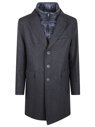 Herno Recycled Wool Blend Carcoat With Diagonal Texture