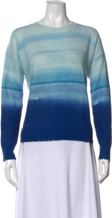 Autumn Cashmere Womens Gradient Distress Crew Sweater In Aqua